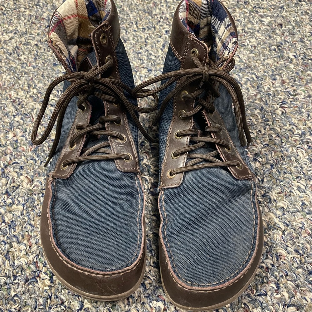 Men's Blue and Brown Boots
